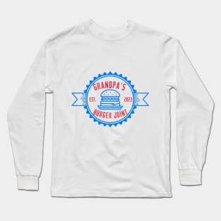 Grandpa's Burger Joint Blue Red Design Long Sleeve T-Shirt